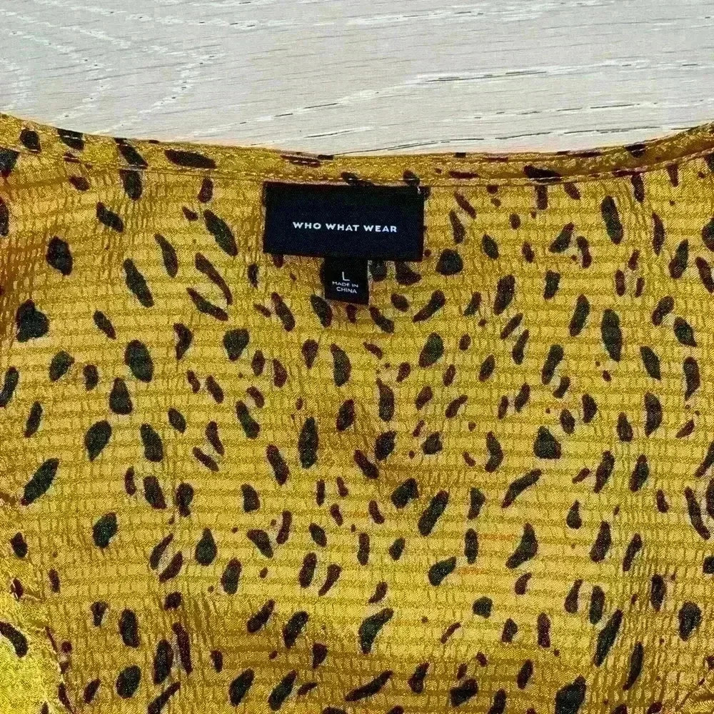 Who what wear Gold leopard print puff sleeve dress size large L - Picture 5 of 8